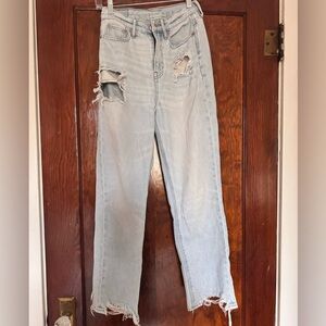 American Eagle Outfitters Light Blue Ripped Straight Jeans